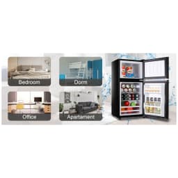 3.5 Cu.Ft Compact Mini Fridge with Freezer, 2-Door Small Refrigerator with 7-Level Thermostat & Removable Shelves for Kitchen, Dorm, Apartment, Bar - Thumbnail 8