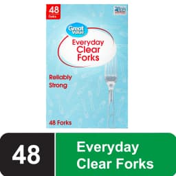 Great Value Everyday Clear Plastic Forks, 48 Count - Thumbnail 1