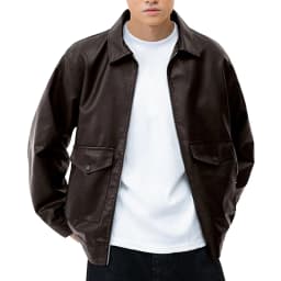 FYEGRE Men's Versatile Slim Fit Motorcycle Leather Jacket For And All Day Comfortable Wear Coffee M - Thumbnail 1