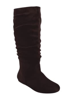Women's Casual Flat Heel Pull Up Slip On Wide Calf Knee High Mid-Calf Boots Shoes ( Brown, 7.5) - Thumbnail 1