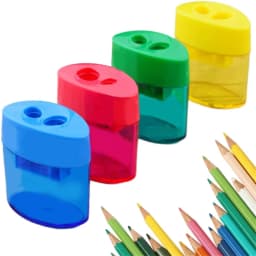 Small Pencil Sharpener, Pencil Sharpener, Handheld Pencil Sharpener, Portable Pencil Sharpener Manual Two-Hole Pencil Sharpener Stationery Plastic - Thumbnail 1