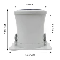 9L Portable Foot Operated Non-Electric Dehydrator Mini Manual Dehydrator Washing Machine White Round - Thumbnail 2