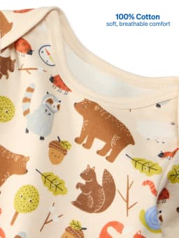 Garanimals Newborn & Baby 100% Cotton Long Sleeve Bodysuits, Sizes 0–24M, 4-Pack - Thumbnail 6