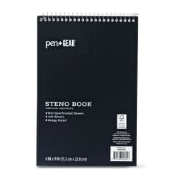 Pen+Gear Top Spiral Steno Pad, Gregg Ruled Paper, 100 Sheets, Black, 1 Count, 0 Holes - Thumbnail 1
