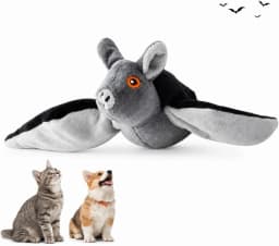 Flying Bat Dog Toy, Flapping Wings Interactive Squeaky Plush for Cats & Dogs, Halloween - Thumbnail 1