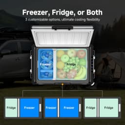 Bodega 63QT Portable Car Refrigerator, Dual Zone 12V/24V Stainless Steel Electric Cooler with App Control, Heavy-Duty Metal Fridge for SUV, Truck - Thumbnail 4