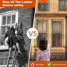 20+ Foot Reach High Ceiling Duster Kit & Window Cleaning Kit | 3-14 ft Telescopic Pole with Window Washer, Squeegee, Cobweb, Fan, and Feather Dusters - Thumbnail 4