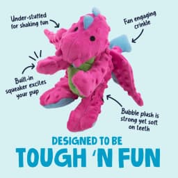 goDog Dragons Squeaky Plush Dog Toy, Chew Guard Technology, Pink, Large - Thumbnail 2