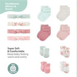 The Peanutshell Baby Girl Pink Floral Elephant Cotton Layette Gift Set, Baby Clothes Essentials, 30-Piece - Thumbnail 4