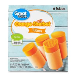 Great Value Orange Sherbet Tubes, 18 fl oz, 6 Pack - Thumbnail 1