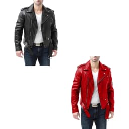 LODIENY Men's Modern Motorcycle Jacket Vintage Faux Leather Jackets Notch Lapel Collar Asymmetric Zip Up Slim Fit Biker Coat Fashion Streetwear Red XL - Thumbnail 1