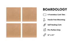 U Brands Square Cork Tile EVA Bulletin Board, 12" x 12", frameless, 4 Count, 4876U - Thumbnail 2
