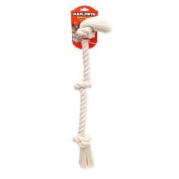 Mammoth Flossy Chews 100% Cotton White 3 Knot Tug Rope Dog Toy, Large, 25" - Thumbnail 2