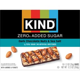 KIND ZERO Added Sugar Bars, Keto Friendly Snacks, Dark Chocolate Nuts and Sea Salt, 6.2oz Box 10 Count - Thumbnail 11