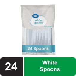 Great Value Plastic Basic White Disposable Spoons, 24 Count - Thumbnail 1