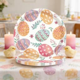 DAMAI 16 Pcs 7 inchs Easter Day Paper Plates - Colorful Eggs Pattern Disposable Dinnerware for Spring Celebrations Picnic Favors(7 inchs Paper Plates) - Thumbnail 1
