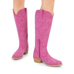 DREAM PAIRS Women's Embroidered Western Cowboy Boots, Knee High Cowgirl Style with Chunky Heel & Side Zipper, Comfortable Pull-On Fit - Thumbnail 2