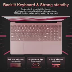 15.6" Laptop,Intel N95,8GB RAM,512GB SSD,Windows 11 Pro Work Computer,Fingerprint Reader,Backlit Keyboard,Rose - Thumbnail 7