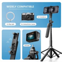 Tripod for iPhone, Phone Tripod & Selfie Stick for iPhone with Remote, 71" Extendable Portable Phone Tripod Stand, 360° Rotating Cell Phone Holder - Thumbnail 3