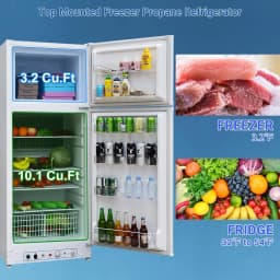 Top Freezer Propane Refrigerator 13.4 Cu ft 110V/LPG, Garage RV Cottages Chalets Use Offgrid - Thumbnail 4