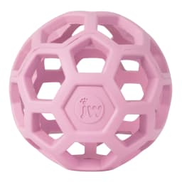 JW HOL-ee Roller™ Tug and Fetch Treat Dispenser Puzzle Ball Dog Toy, Natural Rubber, Large 5.5" for Dogs 60+ lb, Pink, Pack - Thumbnail 5