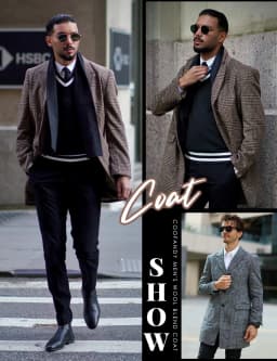 COOFANDY Mens Coat Men's Overcoat Trench Coat Wool-Blend Classic Pea Coat With Removable Scarf - Thumbnail 5