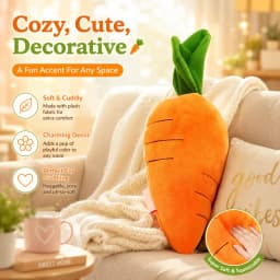 Large Soft Plush Carrot Pillow for Easter Pillows, Soothing Interactive Pet Chew Easter Toys, Durable Plush Carrot Toy for Puppy Kitten, Cuddly Pet - Thumbnail 6