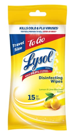 Lysol To Go Disinfectant Wipes, Lemon and Lime Blossom, 15 Count - Thumbnail 1