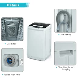 Costway Portable Full-Automatic Laundry Washing Machine 8.8lbs Spin Washer W/ Drain Pump - Thumbnail 3