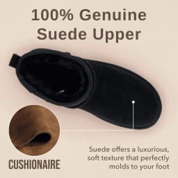 Cushionaire Hip 2 Genuine Suede Ankle Boots for Women, Cozy Faux Shearling Lining Pull On Winter Womens Boots - Thumbnail 8