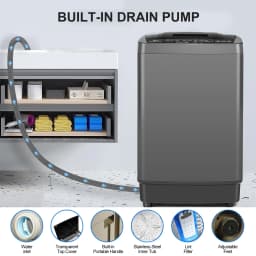 GGTB 25lbs Portable Washing Machine - Fully Automatic Top Load Washer with Stainless Steel Tub for Apartments Dorms - Thumbnail 6