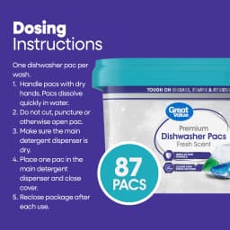 Great Value Premium Dishwasher Pacs, Fresh Scent, 87 Count - Thumbnail 4