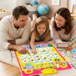 Electronic Alphabet Wall Chart, ABC&123 Preschool Poster for Toddlers, Interactive Educational Toy Alphabet Poster Gift for Boys Girls 1-3, Yellow - Thumbnail 2