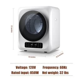 Auertech 850W Portable Dryer, 1.6 Cu.ft. Electric Compact Cloth Dryer, Stainless Steel Tub LCD Panel - Thumbnail 2