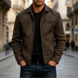 Mens Faux Leather Jacket,Motorcycle Vintage Racing Jacket Full Zip Lightweight Classic Western Style Trucker Coat Size 3XL Brown - Thumbnail 2