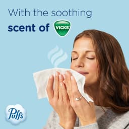 Puffs Facial Tissues Plus Lotion with the Scent of Vicks, 1 Cube Box, 48 Tissues Per Box - Thumbnail 5