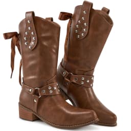 Ecetana Cowboy Boots for Women Western Booties Comfort Riding Rivet Mid Calf Boots - Thumbnail 1