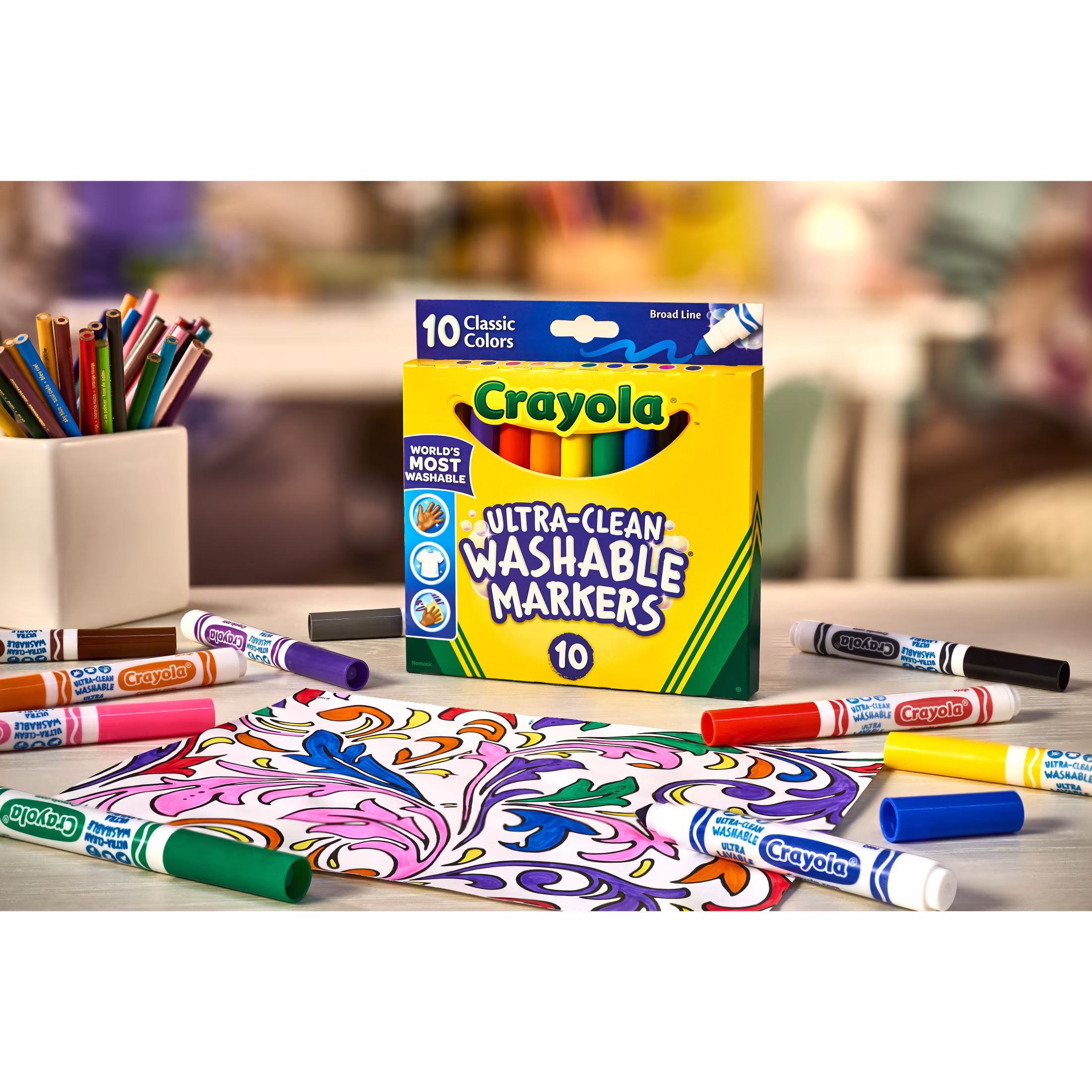 Crayola Ultra-Clean Washable Broad Line Markers, 10 Ct, Back to School Supplies, Classroom Essentials for Teachers, Gift, 3 - Thumbnail 8