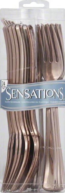 Sensations Rose-Gold Forks Plastic Silverware, 24 pieces - Thumbnail 2