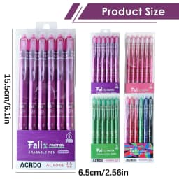 JUMNUYCUH 6Pcs Retractable Erasable Pens, 0.5mm Fine Point Gel Ink Pens, Smooth Writing Pens for Drawing, Journaling and Note Taking, Make Mistakes - Thumbnail 5