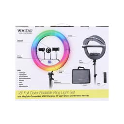 Vivitar Creator Series 18" RGB Foldable Ring Light with Stand, MagSafe-Compatible Phone Mount, Dual USB Charging, Wireless Remote, Adjustable Tripod - Thumbnail 10