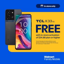 Walmart Family Mobile TCL K33 5G, 64GB, Space Gray, Prepaid Smartphone [Locked to Walmart Family Mobie] - Thumbnail 1