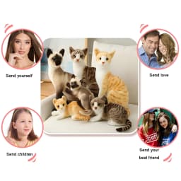 BESTSKY Siamese Cat Stuffed Animal,Shorthair Cat Realistic Plush Cat Stuffed Toys,Gift for Kids 12Inches - Thumbnail 4