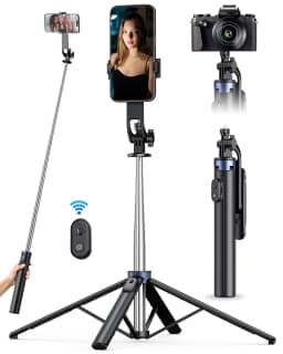 Frsara Trípode de Teléfono Extensible de 71" y Stick para Selfies con Control Remoto Inalámbrico - Soporte Portátil para iPhone/Android, Grabación de - Thumbnail 1