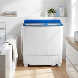 Costway 18 lbs Mini Laundry Machine with 11 LBS Washer&7 LBS Spinner Combo, Twin Tub Washer Blue & White - Thumbnail 4