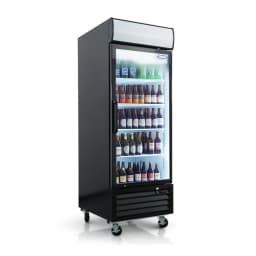 Glass Door Merchandiser Refrigerator 19.3 Cu.ft Swing Door Commercial Display Refrigerators Merchandising Refrigeration with LED Top Panel - Thumbnail 1