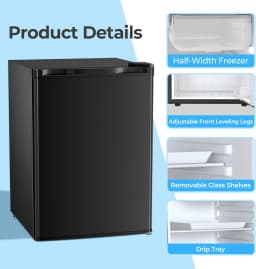 FREE VILLAGE 2.56 Cu.Ft Mini Fridge with Freezer,Small Refrigerators with 7 Adjustable Thermostat,Low Noise,Energy Saving,Compact Refrigerators - Thumbnail 3