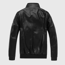 Bazeneo Mens Leather Jacket Faux Leather Bomber Jackets Long Sleeve Slim Fit Motorcycle Jackets Stand Collar Zipper Pilot Jacket Vintage Plain Colour Outwear with Pockets Spring Tops - Thumbnail 4