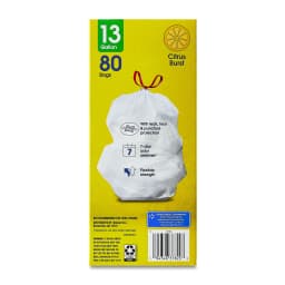 Great Value Strong Flex 13-Gallon Drawstring Tall Kitchen Trash Bags, Citrus Burst, 80 Count - Thumbnail 8