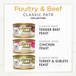 Purina Fancy Feast Poultry & Beef Classic Pate Collection Wet Cat Food Variety Pack, 3 oz Cans (24 Pack) - Thumbnail 4
